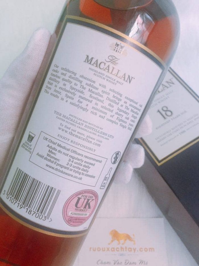 Rượu Macallan 18 Xách Tay Tem UK