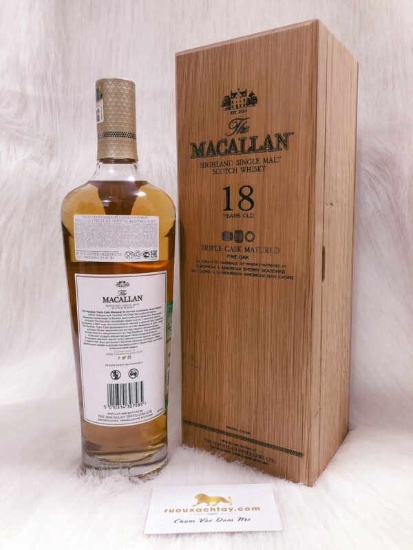 Rượu Macallan 18 Triple Cask Hộp Gỗ
