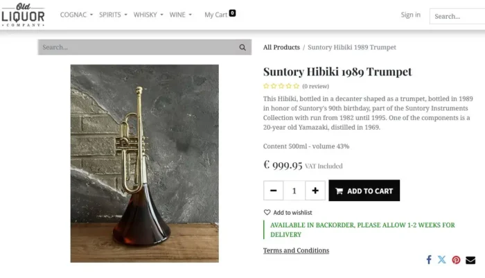 Suntory Hibiki 1989 Trumpet 9 GIá quốc tế của Suntory Hibiki 1989 Trumpet