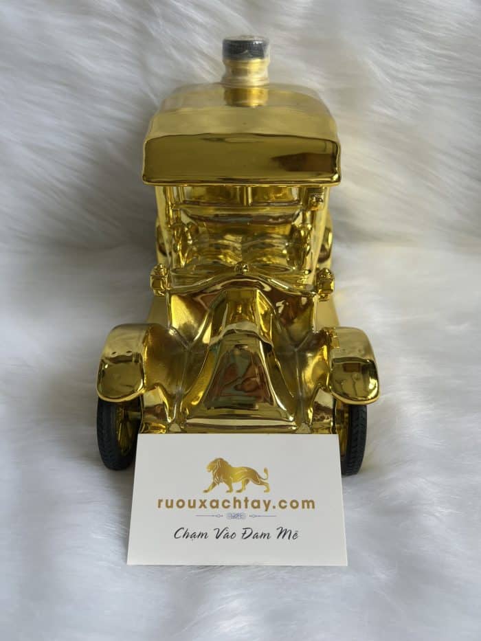 Renault Cognac Limoges Porcelain Decanter - Golden Car - 3