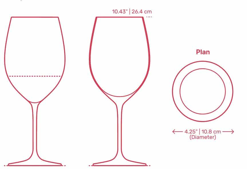 Kích thước Ly uống rượu vang Bordeaux