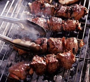 Lamb skewers on the grill