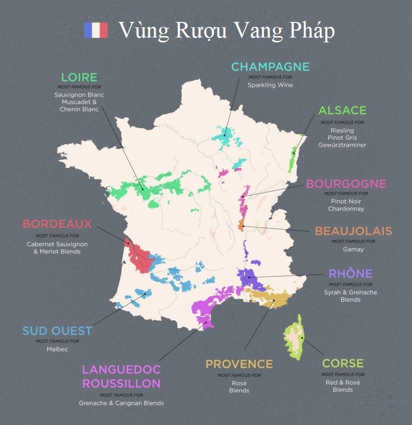 Khám Phá Vùng Rượu Vang Pháp: Từ Champagne Đến Languedoc 3 Bản đồ vùng rượu vang Pháp