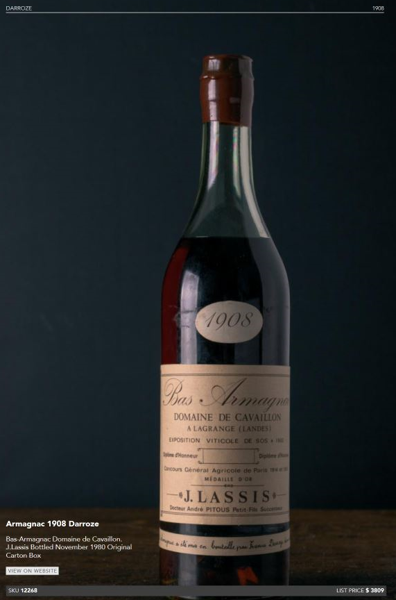 Những Mẫu Rượu Xưa Quý Hiếm Có Giá Trị Sưu Tầm Cao 18 Armagnac 1908 Darroze