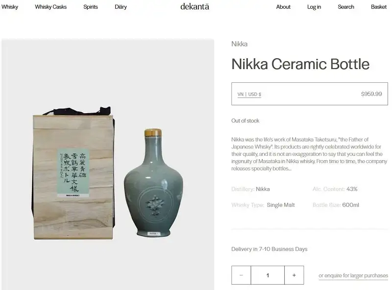 Nikka Ceramic Bottle 18 Giá rượu Nikka Ceramic Bottle