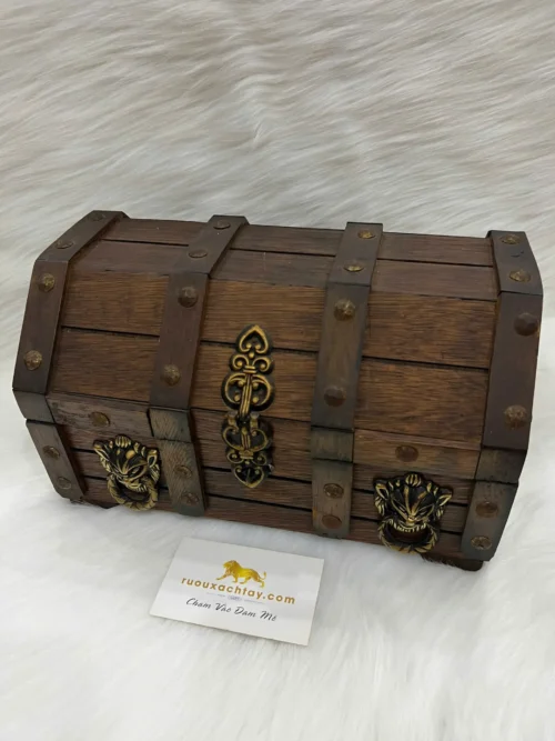 Bình Đựng Rượu Whisky Vintage Wood Treasure Chest Bar Set (3)