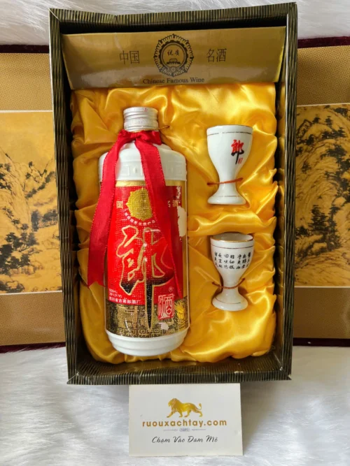 Rượu Lang Tửu Hộp Quà 2 Ly Gốm 1995 (2)