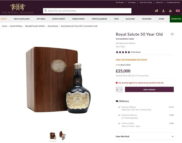 Royal Salute 50 Year Old Coronation Cask Blended Scotch Whisky 14 Giá rượu Royal Salute 50 Year Old Coronation Cask Blended Scotch Whisky tại TWE UK