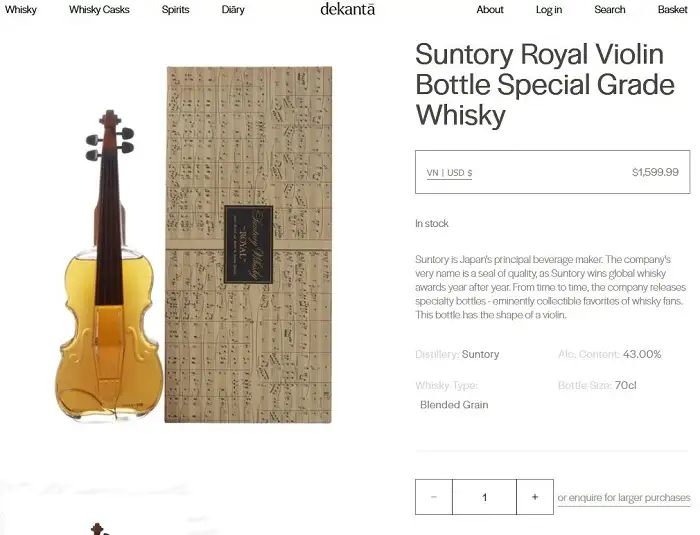 Suntory Nhạc Cụ Đàn Violon Suntory Royal Whisky 10 Giá rượu Suntory Nhạc Cụ Đàn Violon Suntory Royal Whisky