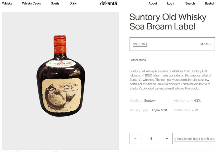 Suntory Old Whisky Sea Bream Label 11 Giá rượu Suntory Old Whisky Sea Bream Label