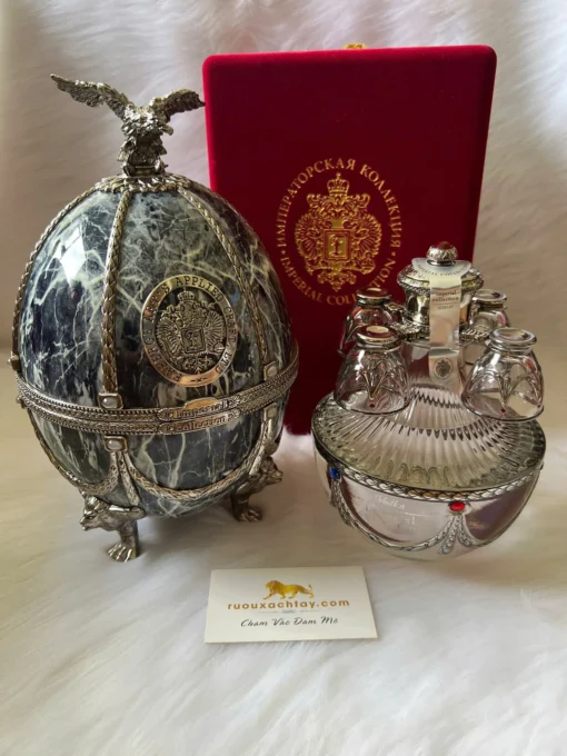 Rượu Vodka Imperial Faberge Hình Quả Trứng Grey Marble (1)