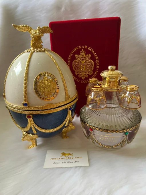 Rượu Vodka Trứng Imperial Collection Faberge Pearl And Sapphire Marble (1)