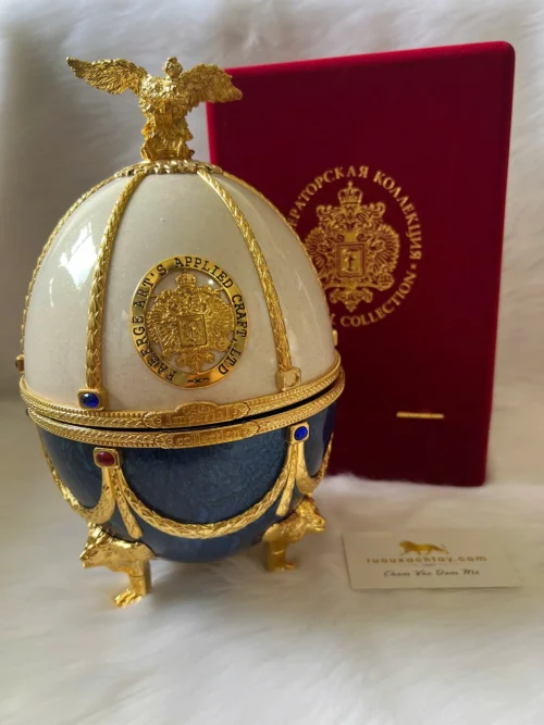 Rượu Vodka Trứng Imperial Collection Faberge Pearl And Sapphire Marble (2)
