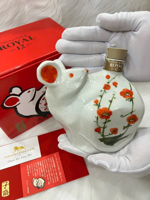 Suntory 12 Year Zodiac White Rat Bottle Whisky 2008 (1)