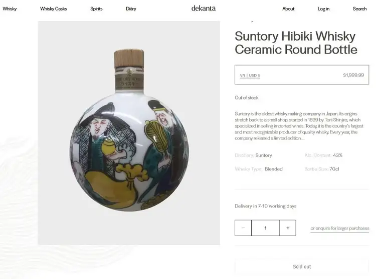 Giá rượu Suntory Hibiki Whisky Ceramic Round Bottle