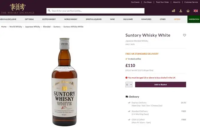 Suntory Whisky White 6 Giá rượu Suntory Whisky White