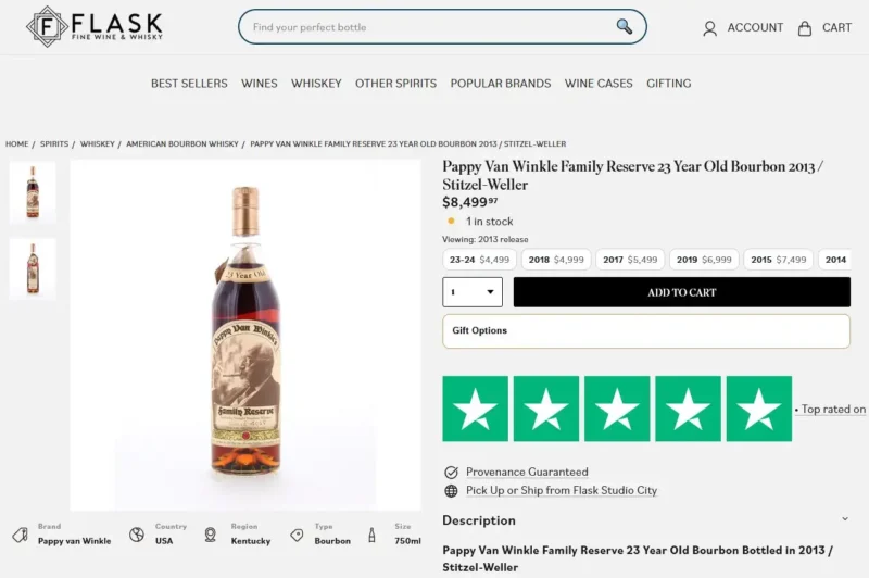 Giá rượu Pappy Van Winkle’s Family Reserve 23 Year Old