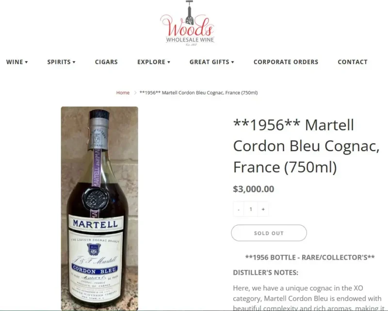 Giá rượu 1956 Martell Cordon Bleu Cognac France (750ml)