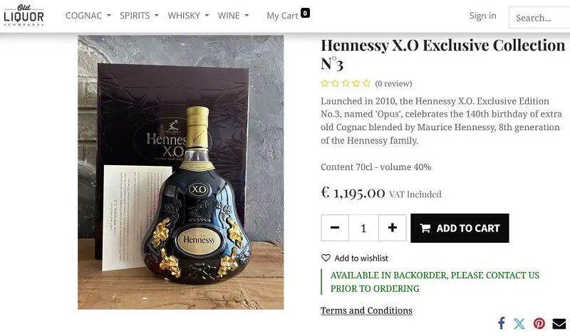 Giá rượu Cognac Hennessy XO Exclusive Collection N°3 - The Original 140th Anniversary