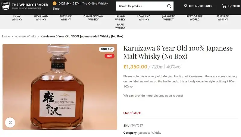 Karuizawa 8 Year Old 100% Japanese Malt Whisky 6 Giá rượu Karuizawa 8 Year Old 100% Japanese Malt Whisky