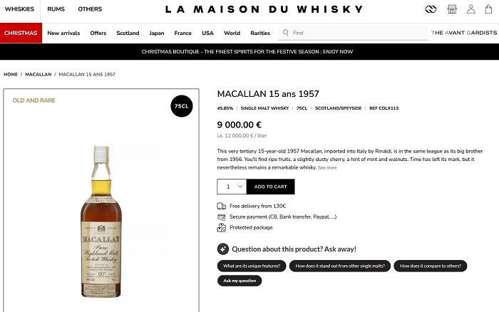 Macallan 15 ans 1954 Pure Highland Malt Scotch Whisky 6 Giá rượu Macallan 15 ans 1957 Pure Highland Malt Scotch Whisky