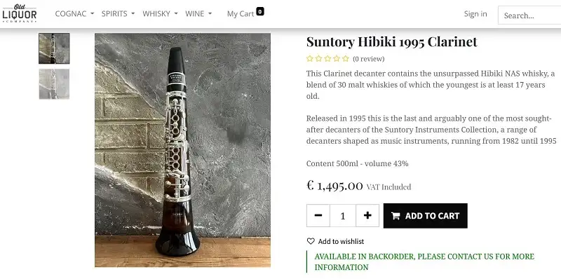 Giá rượu Suntory Nhạc Cụ - Hibiki Clarinet