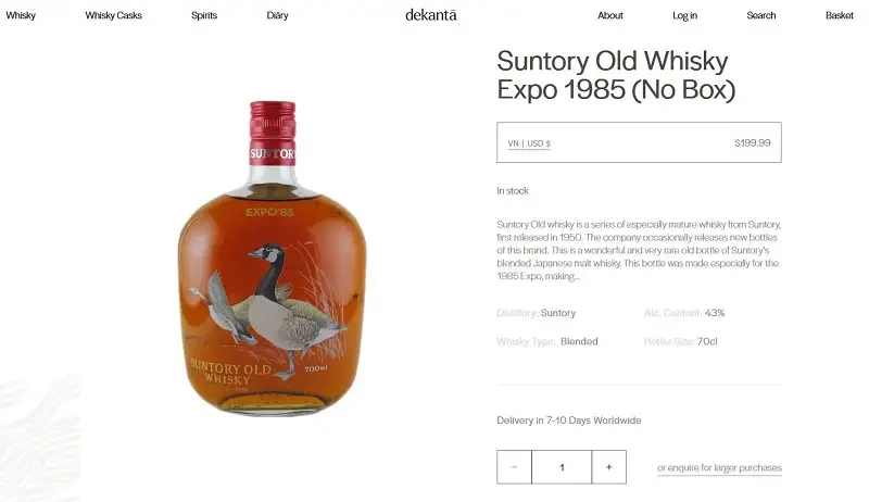 Giá rượu Suntory Old Whisky For Bird's Expo - Crane