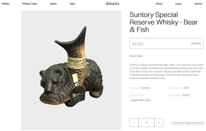 Giá rượu Suntory Special Reserve Whisky Bear & Fish Ceramic Decanter