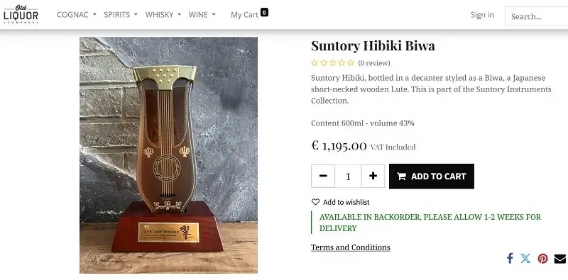 Giá rượu Suntory Nhạc Cụ - Hibiki Riragita Lyra Guitar