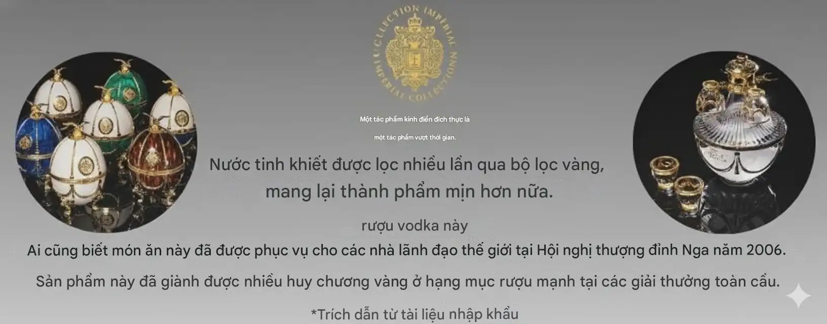 Rượu Vodka Trứng Sa Hoàng Imperial Collection Vodka Grey Marble 6 Rượu Vodka Trứng Sa Hoàng Imperial Collection Vodka