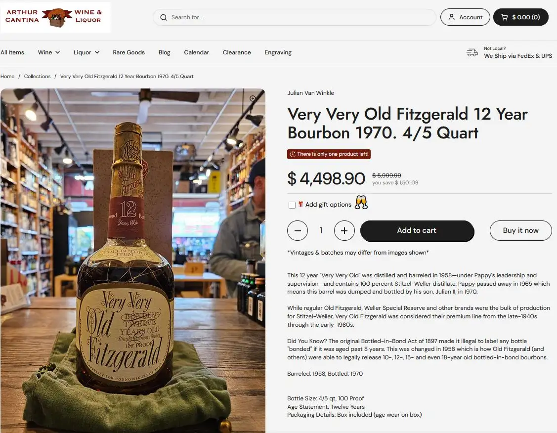 Giá rượu Very Very Old Fitzgerald 1954 - 1