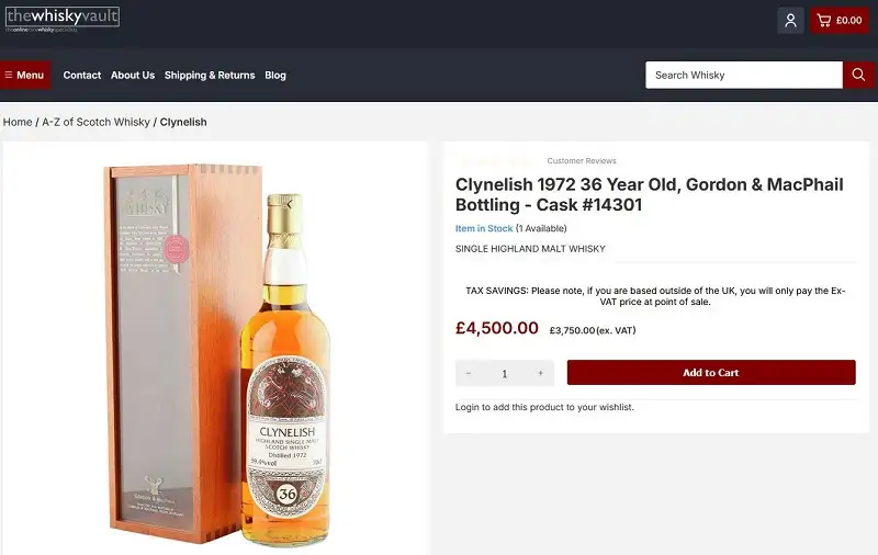 Giá rượu 1972 Clynelish 36 Years - Gordon & MacPhail