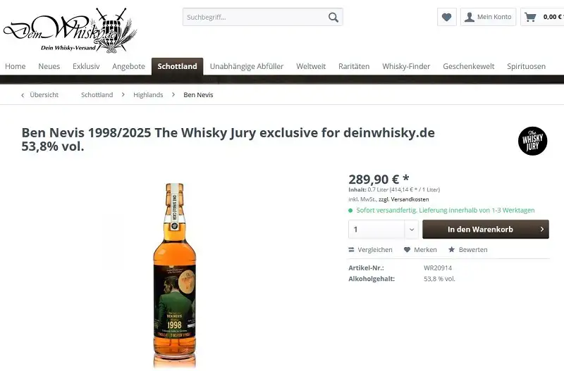 Giá rượu 1998 Ben Nevis 26 Years - The Whisky Jury (1)