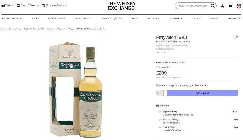 Giá rượu Gordon & MacPhail Connoisseurs Choice Pittyvaich 1993