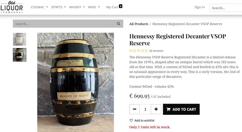 Giá rượu Hennessy Registered Decanter Napoleon Reserve