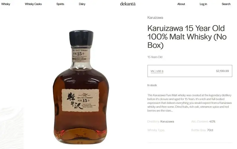 Karuizawa 15 Year Old 100% Malt Whisky (No Box) 3 Giá rượu Karuizawa 15 Year Old 100% Malt Whisky