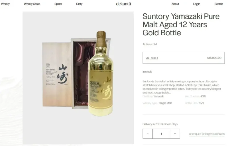 Suntory Yamazaki Pure Malt Aged 12 Years Gold Bottle (4th Release) 2 Giá rượu Suntory Yamazaki Pure Malt Aged 12 Years Gold Bottle (4th Release)