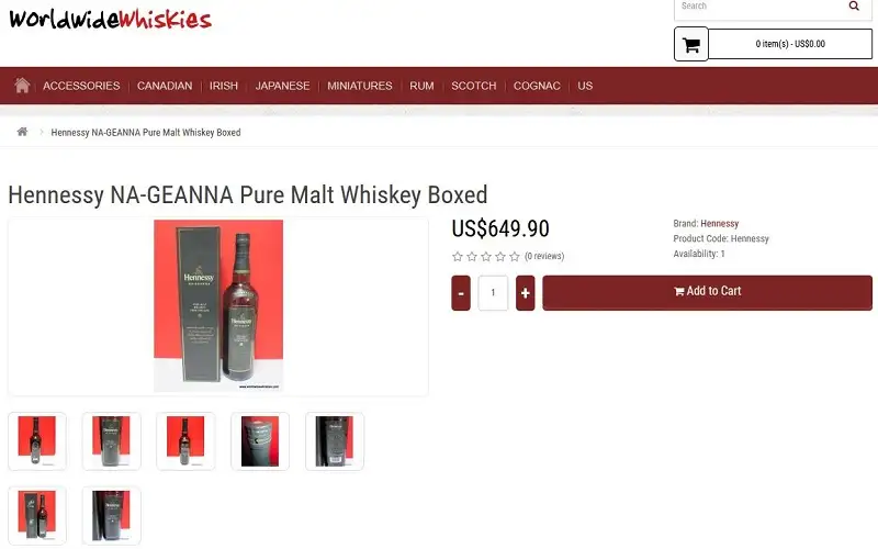 Giá rượu Hennessy Na Geanna Pure Malt Whiskey