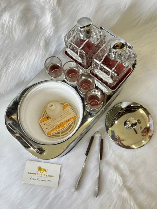 Vintage Musical Bar Set - Quầy Bar Xách Tay Kèm Hộp Nhạc (2)