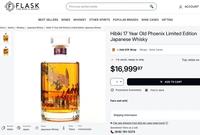 Hibiki 17 Phoenix Limited Edition Release 2011 10 Giá rượu Hibiki 17 Year Old Phoenix Limited Edition Release 2011