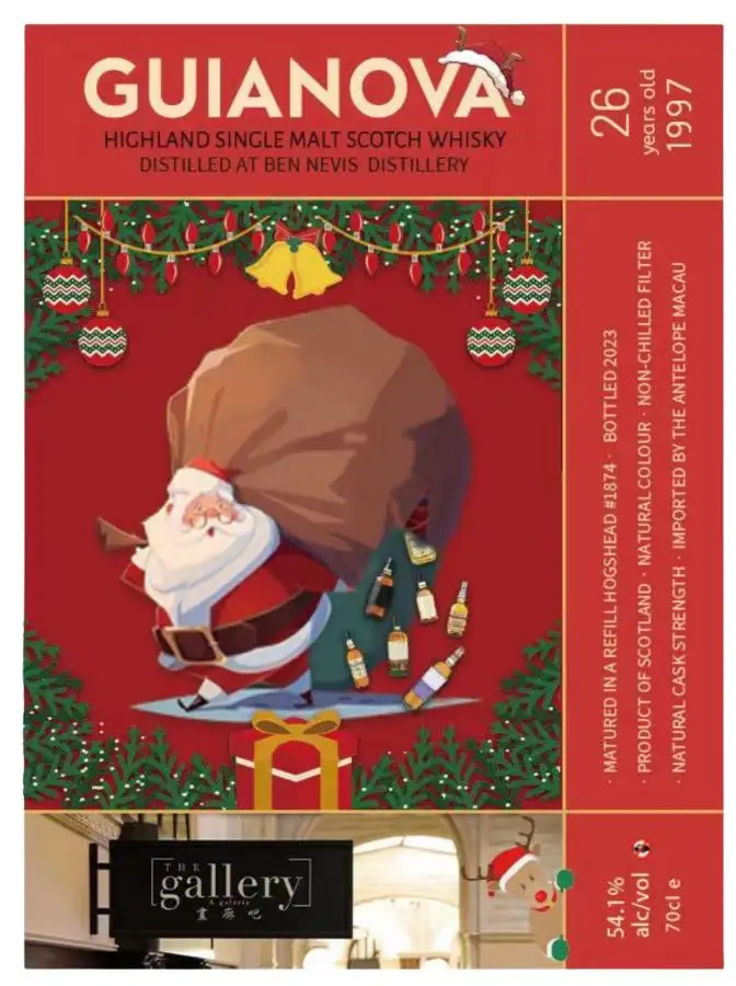 1997 Ben Nevis 26 Years Cask Strength - United Distillers "Guianova" 2 Nhãn chai rượu 1997 Ben Nevis 26 Years Cask Strength - United Distillers Guianova