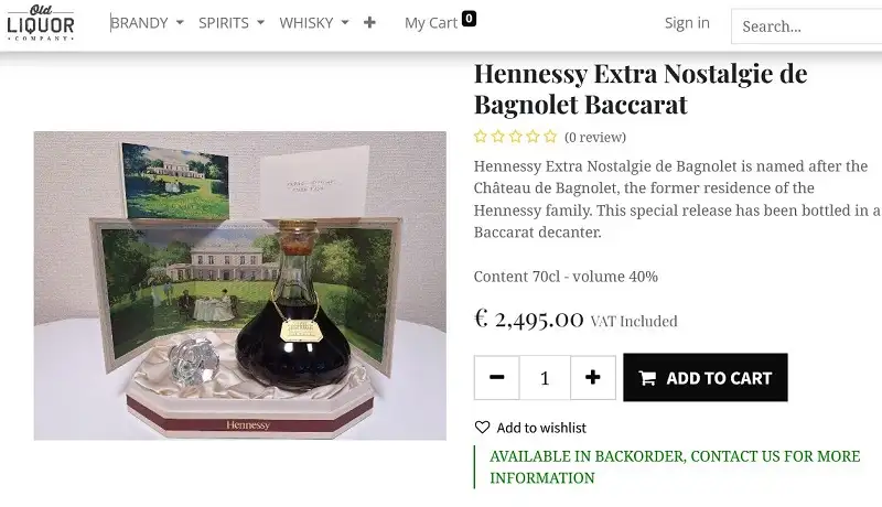 Giá rượu Hennessy Cognac Extra Nostalgie de Bagnolet Baccarat (2)