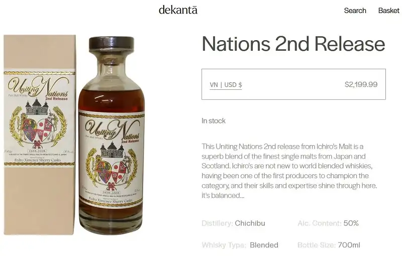 Giá rượu Ichiro’s Malt Uniting Nations 2nd Release - Blended Malt Hanyu & Chichibu