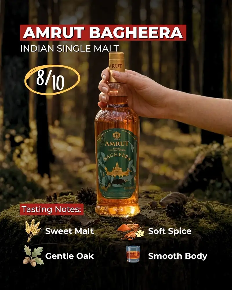 Rượu Single Malt Ấn Độ Amrut Bagheera Sherry Cask Finish Gift Set Ads