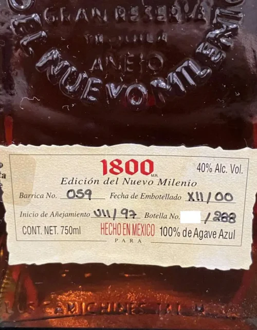 1800 Edicion del Nuevo Milenio Gran Reserva Tequila Anejo Bottled 2000 (2)