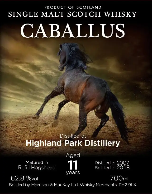 Caballus Single Malt Scotch Whisky - Highland Park 11 Year Old - Label