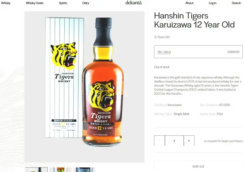 Hanshin Tigers Whisky - Karuizawa 12 Year Old 11 Giá rượu Hanshin Tigers Whisky - Karuizawa 12 Year Old
