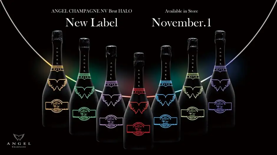 New label angel champagne