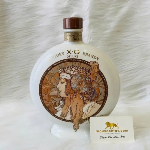RCR Cristalleria Italia - Crystal Rock Glass 72 Suntory Brandy XO Deluxe Flask Decanter - Museum Collection Mucha
