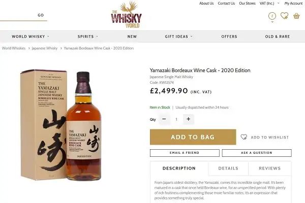 Yamazaki Single Malt Japanese Whisky Bordeaux Wine Cask 2020 Edition 2 Giá rượu Yamazaki Single Malt Japanese Whisky Bordeaux Wine Cask 2020 Edition